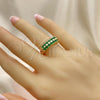 Oro Laminado Multi Stone Ring, Gold Filled Style with Green Cubic Zirconia, Polished, Golden Finish, 01.346.0023.3.09