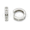 Sterling Silver Huggie Hoop, with White Cubic Zirconia, Polished, Rhodium Finish, 02.174.0048.15