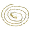 Oro Laminado Basic Necklace, Gold Filled Style Figaro Design, Polished, Golden Finish, 04.213.0238.16