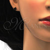 Stainless Steel Stud Earring, Star Design, with Black Crystal, Polished, Golden Finish, 02.271.0021