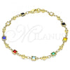 Oro Laminado Fancy Bracelet, Gold Filled Style with Multicolor Crystal, Polished, Golden Finish, 03.213.0104.08