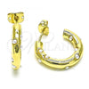Oro Laminado Stud Earring, Gold Filled Style with Ivory Pearl, Polished, Golden Finish, 02.341.0138