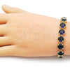 Oro Laminado Tennis Bracelet, Gold Filled Style with Sapphire Blue Cubic Zirconia, Polished, Golden Finish, 03.424.0002.1.08