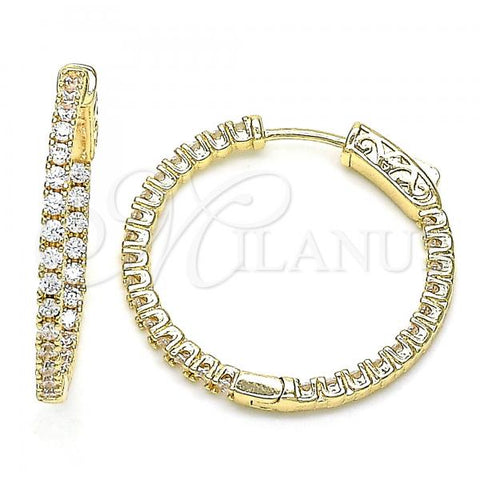 Oro Laminado Medium Hoop, Gold Filled Style with White Cubic Zirconia, Polished, Golden Finish, 02.156.0567.30