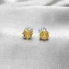 Sterling Silver Stud Earring, with Yellow Cubic Zirconia, Polished, Silver Finish, 02.392.0040