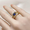 Oro Laminado Multi Stone Ring, Gold Filled Style Evil Eye Design, with Sapphire Blue and White Cubic Zirconia, Polished, Golden Finish, 01.284.0104.3