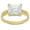 Oro Laminado Elegant Ring, Gold Filled Style with White Cubic Zirconia, Polished, Golden Finish, 5.167.022.08 (Size 8)