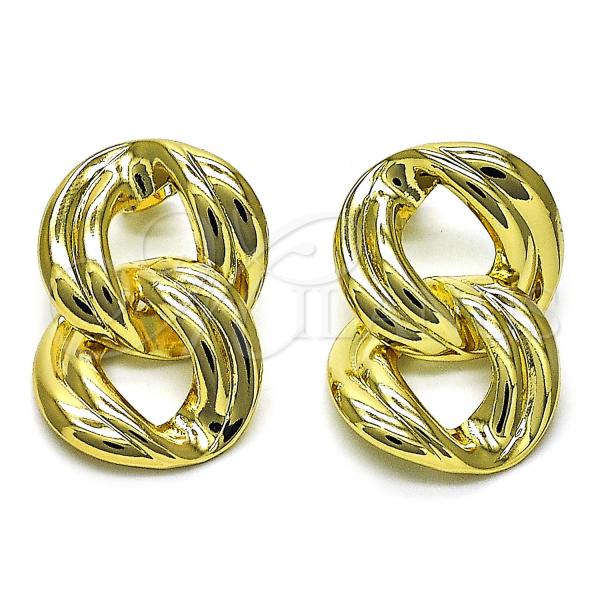 Oro Laminado Dangle Earring, Gold Filled Style Chunky Design, Polished, Golden Finish, 02.213.0568