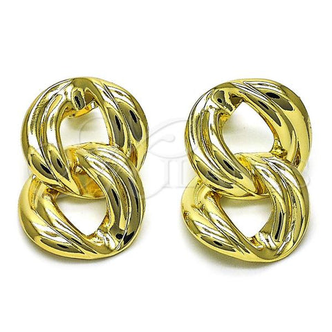 Oro Laminado Dangle Earring, Gold Filled Style Chunky Design, Polished, Golden Finish, 02.213.0568
