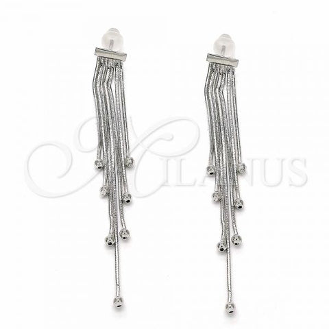 Sterling Silver Long Earring, Polished, Rhodium Finish, 02.285.0101