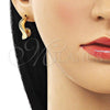 Oro Laminado Stud Earring, Gold Filled Style Polished, Golden Finish, 02.163.0235