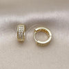 Oro Laminado Huggie Hoop, Gold Filled Style with White Micro Pave, Polished, Golden Finish, 02.213.0745.12