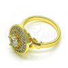 Oro Laminado Multi Stone Ring, Gold Filled Style Butterfly Design, with White Micro Pave, Polished, Golden Finish, 01.210.0152