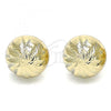 Oro Laminado Stud Earring, Gold Filled Style Diamond Cutting Finish, Golden Finish, 02.100.0124