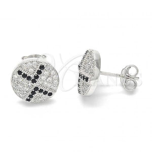 Sterling Silver Ring — Stud Earring with Black and White Micro Pave — main product view — SKU 123357 | Plata 925 anillo — Stud Earring with negro and blanco Micro Pave — SKU 123357