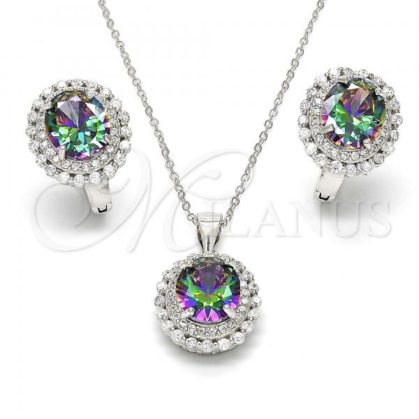 Sterling Silver Earring and Pendant Adult Set, with White and  Cubic Zirconia, Polished, Rhodium Finish, 10.186.0023