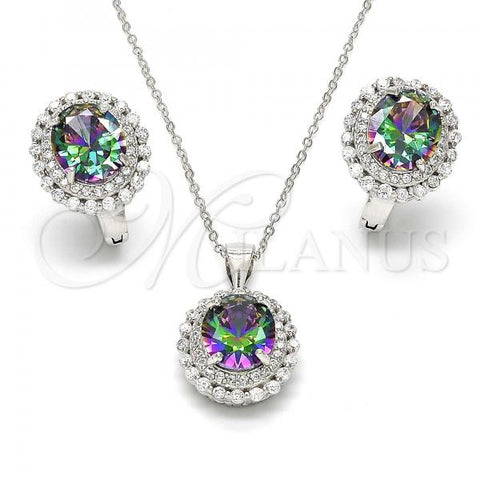Sterling Silver Earring and Pendant Adult Set, with White and  Cubic Zirconia, Polished, Rhodium Finish, 10.186.0023