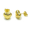 Oro Laminado Stud Earring, Gold Filled Style Heart Design, Polished, Golden Finish, 02.202.0014