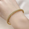 Oro Laminado Individual Bangle, Gold Filled Style Rope and Twist Design, Polished, Golden Finish, 07.170.0044