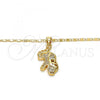 Oro Laminado Pendant Necklace, Gold Filled Style Elephant Design, with White Micro Pave, Polished, Golden Finish, 04.233.0017.18