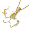 Oro Laminado Pendant Necklace, Gold Filled Style Elephant Design, White Enamel Finish, Golden Finish, 04.380.0002.20