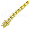 Oro Laminado Basic Bracelet, Gold Filled Style Miami Cuban Design, with White Cubic Zirconia, Polished, Golden Finish, 03.278.0004.09