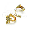 Oro Laminado Earcuff Earring, Gold Filled Style with White Micro Pave, Polished, Golden Finish, 02.210.0682