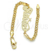 Oro Laminado Fancy Bracelet, Gold Filled Style Nameplate Design, Polished, Golden Finish, 03.63.1978.08