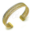 Oro Laminado Individual Bangle, Gold Filled Style and Filigree Diamond Cutting Finish, Tricolor, 07.170.0011