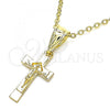 Oro Laminado Religious Pendant, Gold Filled Style Crucifix Design, Polished, Golden Finish, 05.253.0138