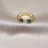 Oro Laminado Multi Stone Ring, Gold Filled Style Heart Design, with Green Cubic Zirconia, Polished, Golden Finish, 01.341.0076