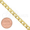 Oro Laminado Basic Necklace, Gold Filled Style Curb Design, Polished, Golden Finish, 5.222.004.18