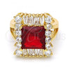 Oro Laminado Multi Stone Ring, Gold Filled Style with Garnet and White Cubic Zirconia, Polished, Golden Finish, 01.205.0012.1.08 (Size 8)