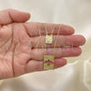 Oro Laminado Fancy Necklace, Gold Filled Style Holy Spirit Design, Polished, Golden Finish, 04.02.0018