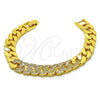 Oro Laminado Fancy Bracelet, Gold Filled Style with White Micro Pave, Polished, Golden Finish, 03.346.0010.07