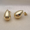 Oro Laminado Stud Earring, Gold Filled Style Chunky and Hollow Design, Polished, Golden Finish, 02.163.0321