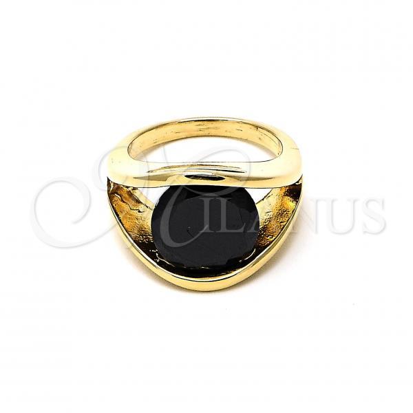 Oro Laminado Multi Stone Ring, Gold Filled Style with Black Cubic Zirconia, Polished, Golden Finish, 5.177.042.07 (Size 7)