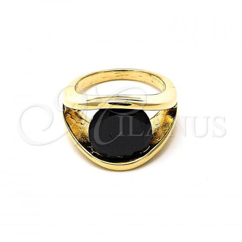 Oro Laminado Multi Stone Ring, Gold Filled Style with Black Cubic Zirconia, Polished, Golden Finish, 5.177.042.07 (Size 7)