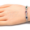 Sterling Silver Fancy Bracelet, with Multicolor Cubic Zirconia, Polished, Rhodium Finish, 03.286.0014.4.07