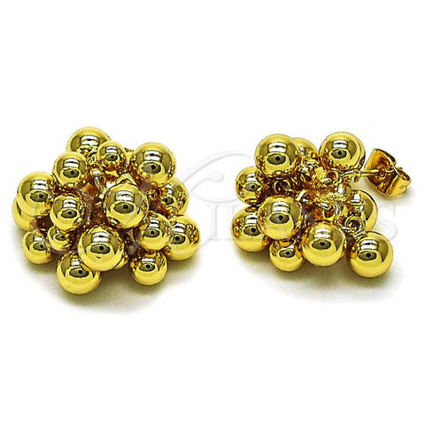 Oro Laminado Stud Earring, Gold Filled Style Ball Design, Polished, Golden Finish, 02.282.0041