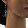 Rhodium Plated Long Earring, Flower Design, with Amethyst and White Cubic Zirconia, Polished, Rhodium Finish, 02.205.0058.7