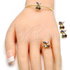 Oro Laminado Earring and Pendant Children Set, Gold Filled Style Cherry Design, with Multicolor Cubic Zirconia, Polished, Golden Finish, 06.210.0019