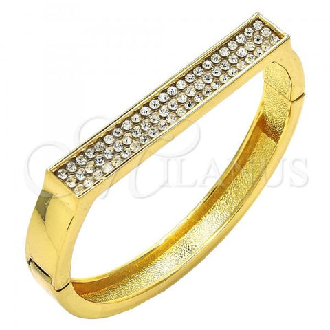 Oro Laminado Individual Bangle, Gold Filled Style with White Crystal, Polished, Golden Finish, 07.252.0064.05 (09 MM Thickness, Size 5 - 2.50 Diameter)