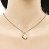 Oro Laminado Fancy Pendant, Gold Filled Style Heart Design, Pink Enamel Finish, Golden Finish, 05.341.0080