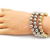 Oro Laminado Trio Bangle, Gold Filled Style Ball and Hollow Design, Polished, Tricolor, 07.282.0027