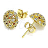 Oro Laminado Stud Earring, Gold Filled Style with Garnet and White Micro Pave, Polished, Golden Finish, 02.344.0017.2