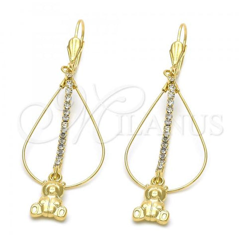 Oro Laminado Long Earring, Gold Filled Style Teddy Bear Design, with  Cubic Zirconia, Golden Finish, 5.116.015
