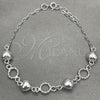 Sterling Silver Fancy Bracelet, Heart Design, Polished, Silver Finish, 03.407.0002.07