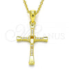 Sterling Silver Pendant Necklace, Cross Design, with White Cubic Zirconia, Polished, Golden Finish, 04.336.0118.2.18
