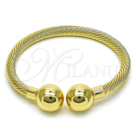 Oro Laminado Individual Bangle, Gold Filled Style Ball and Twist Design, Polished, Golden Finish, 07.163.0002